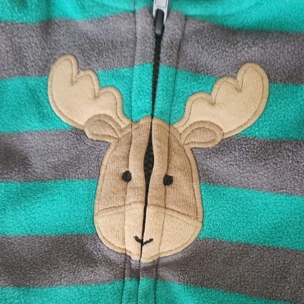 Kids Striped Hoodie with Moose Design